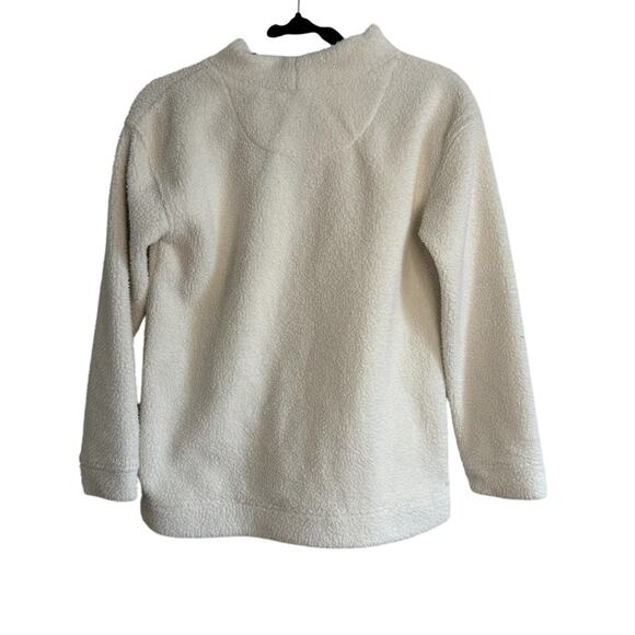Vineyard Vines Girl’s Cream Fuzzy Mock Neck Tunic Sweatshirt - Picture 3 of 6